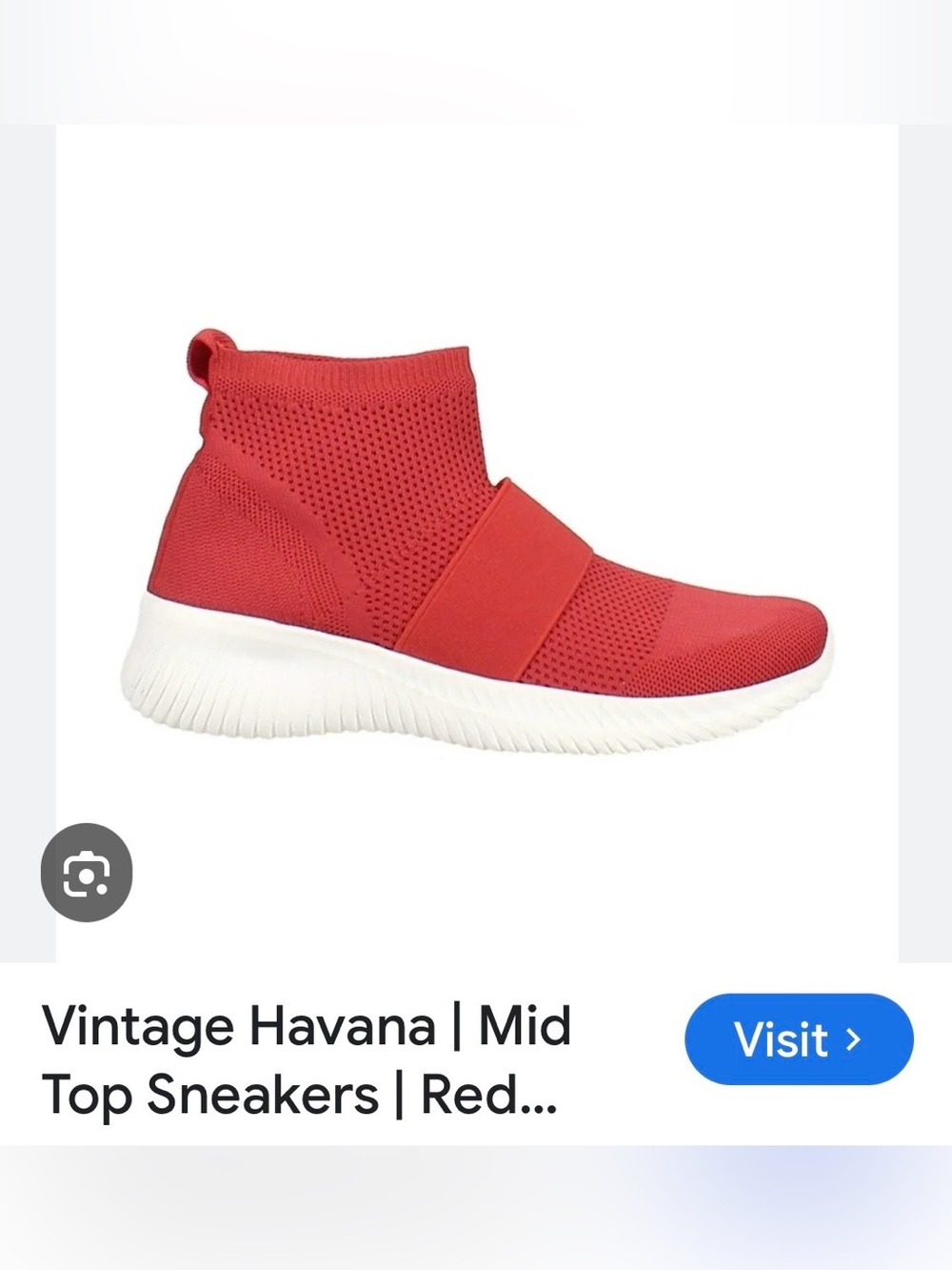Vintage Havana Red Knit Mid-Top Sneaker with White Sole